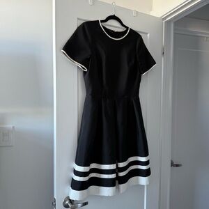 Pink Tartan classic black & white a-line midi dress - size 8 (Medium)